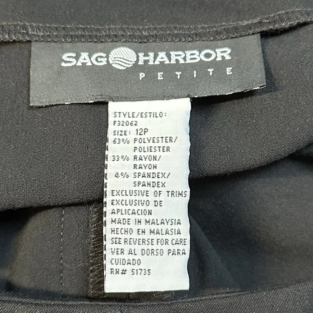 Vintage Sag Harbor Womens Petite Size 12P Black Pencil Midi Skirt NWT 2003
